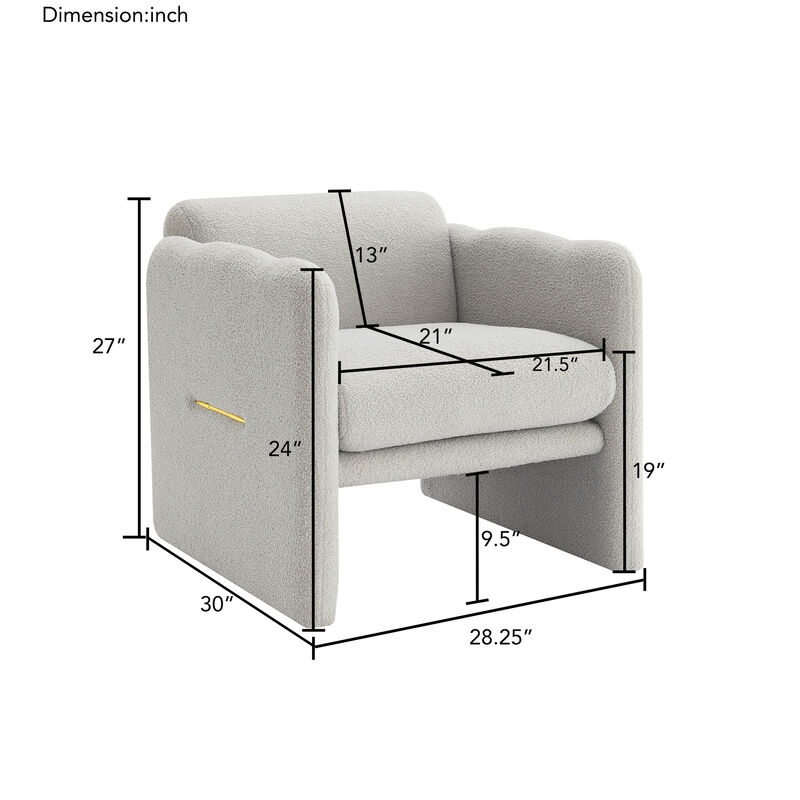 Merax Teddy Fabric Arm Chair Accent Chair for Primary Living Space