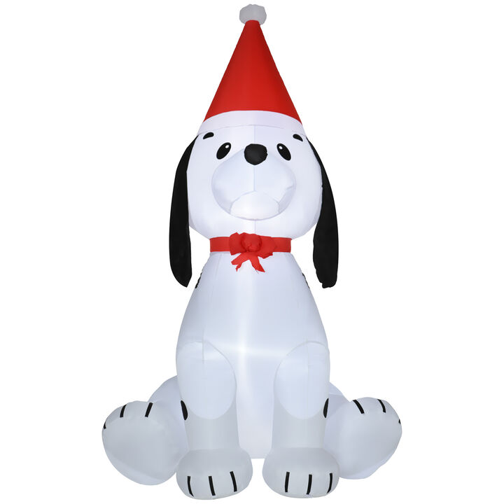 6' Inflatable Christmas Puppy Dog with Hat, Blow-Up Outdoor Display w/ LEDs