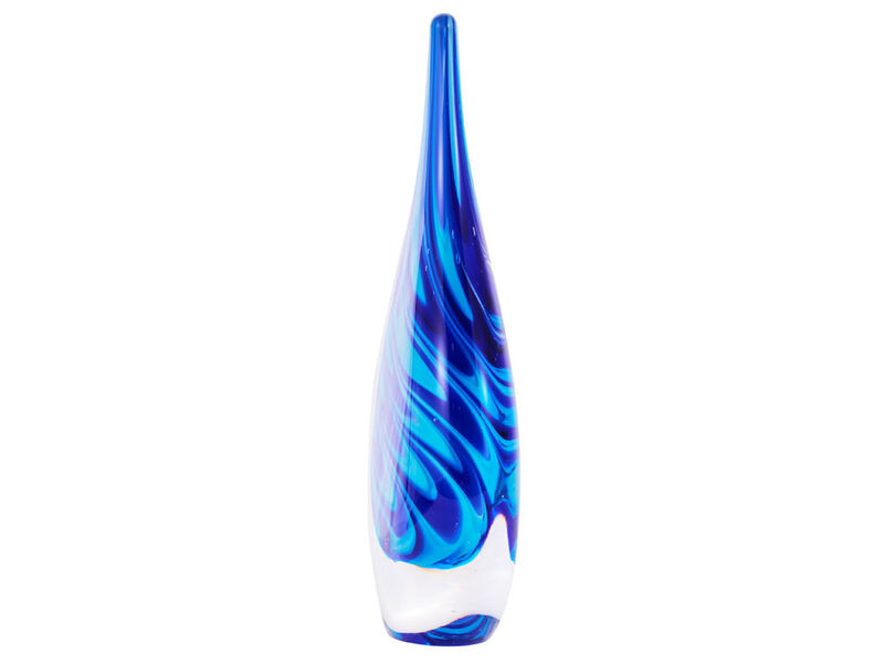 Hand Blown Swirl Wave Tear Drop Sommerso Art Glass Sculpture