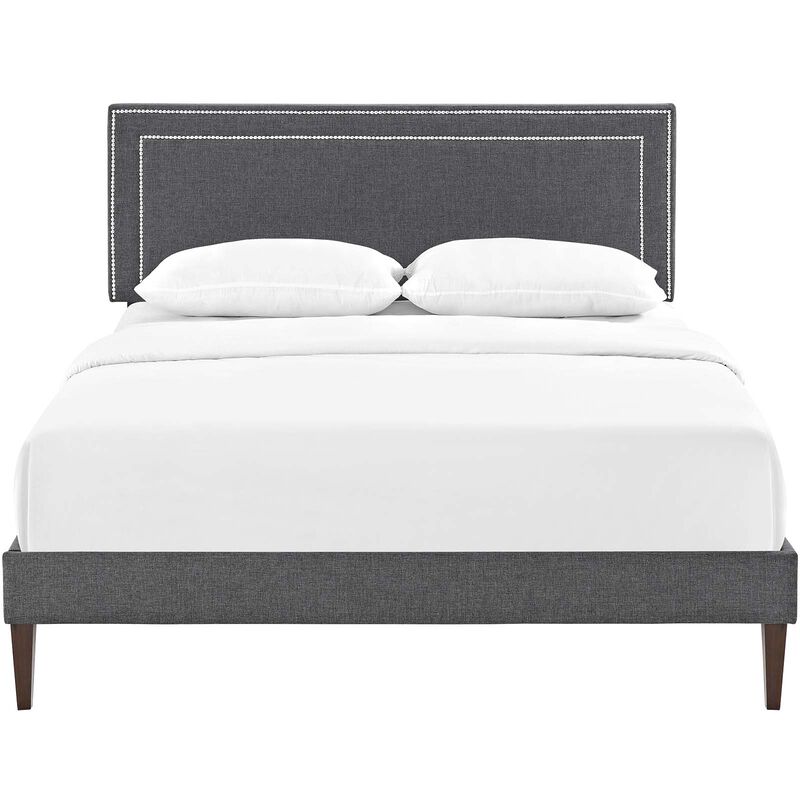 Modway - Virginia Full Fabric Platform Bed with Squared Tapered Legs Gray