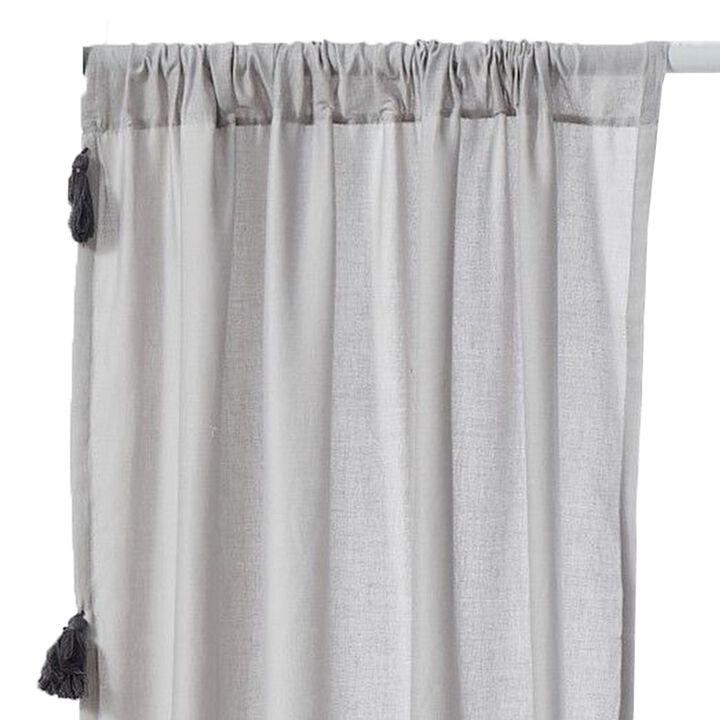 Xumi 4 Piece Window Curtain, 2 Panels with Tie Backs, Modern Gray Finish - Benzara