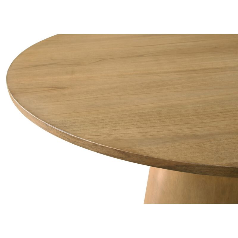 Yuvi 5 Piece Dining Table and Chair Set, Brown Round Top, Beige, Black - Benzara
