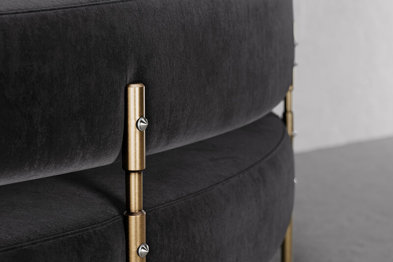 SITIERA_01 Ébano Velvet Upholstered 3-seater Sofa with Aged Bronze Legs by ANDEAN