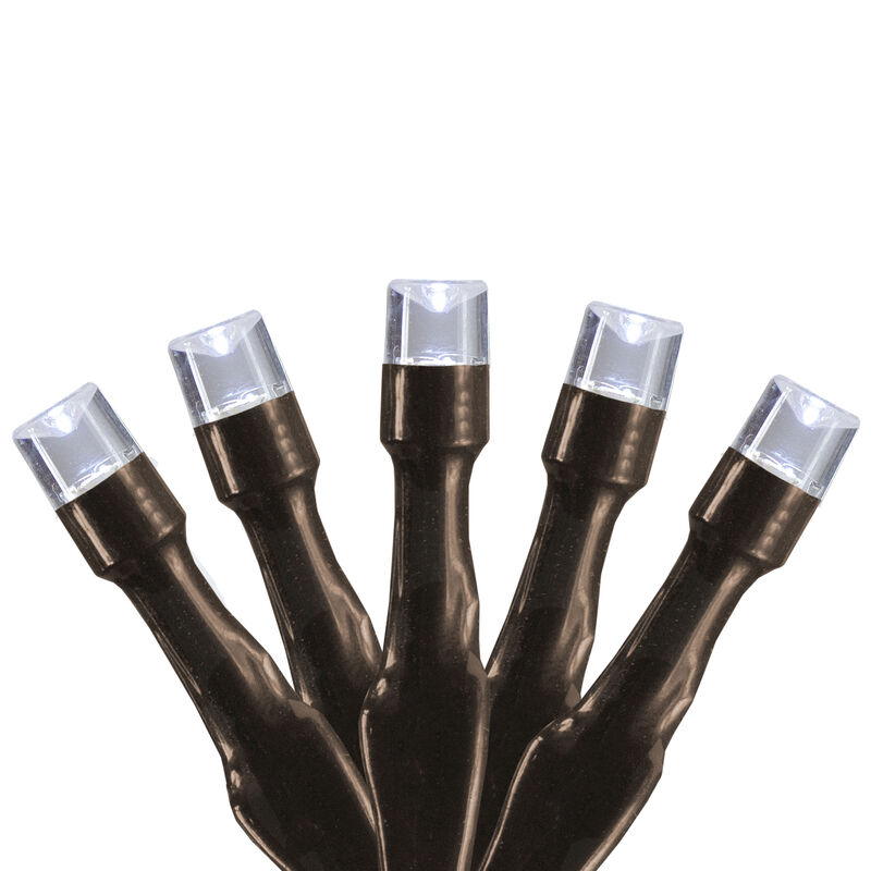 10 B/O Pure White LED Wide Angle Christmas Lights - 3 ft Brown Wire