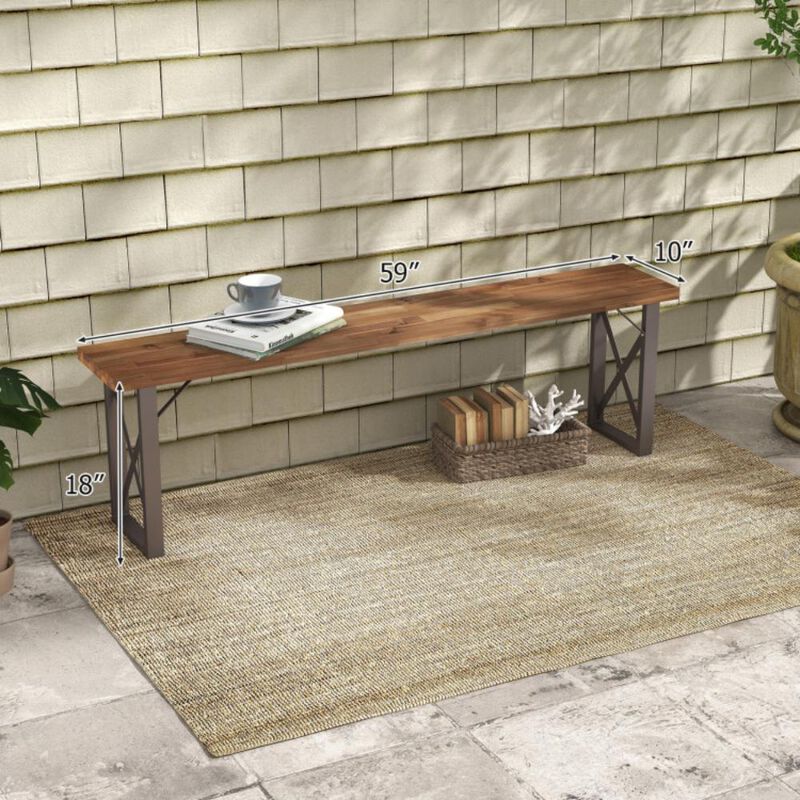 Hivvago Outdoor Picnic Bench Set Solid Acacia Wood Patio Rectangular Benches