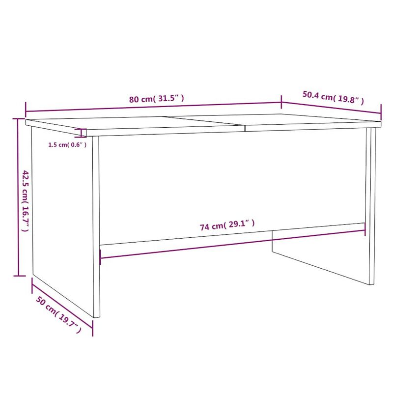 Coffee Table Brown Oak 31.5"x19.7"x16.7" Engineered Wood