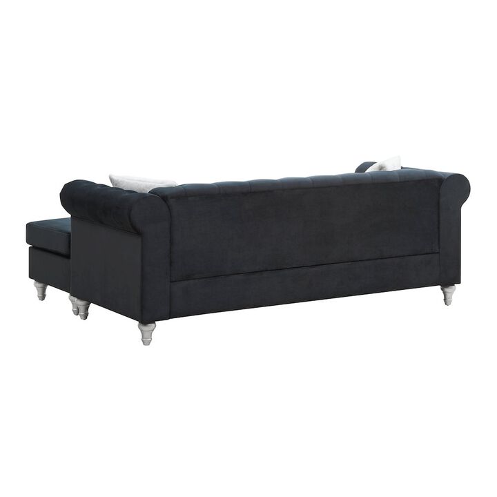 Glory Furniture Raisa Sofa Chaise in Black Color