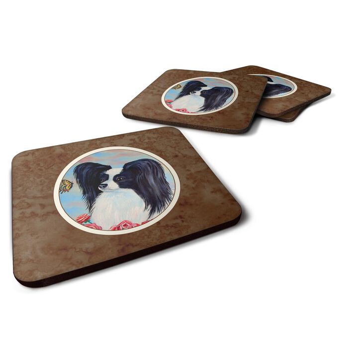 Caroline's Treasures 7040FC Papillon Black And White Foam Coasters (Set of 4), 3.5, Multicolor