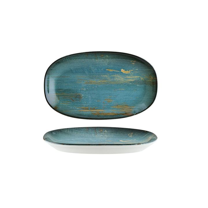 Madera 6" x 3.5" x h:0.75" Oval Decorated Porcelain Platter (Set of 2)