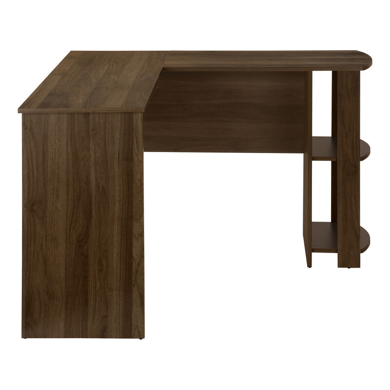 Monarch Specialties I 7721 Computer Desk, Home Office, Corner, Storage Shelves, 48"L, L Shape, Work, Laptop, Laminate, Brown, Contemporary, Modern