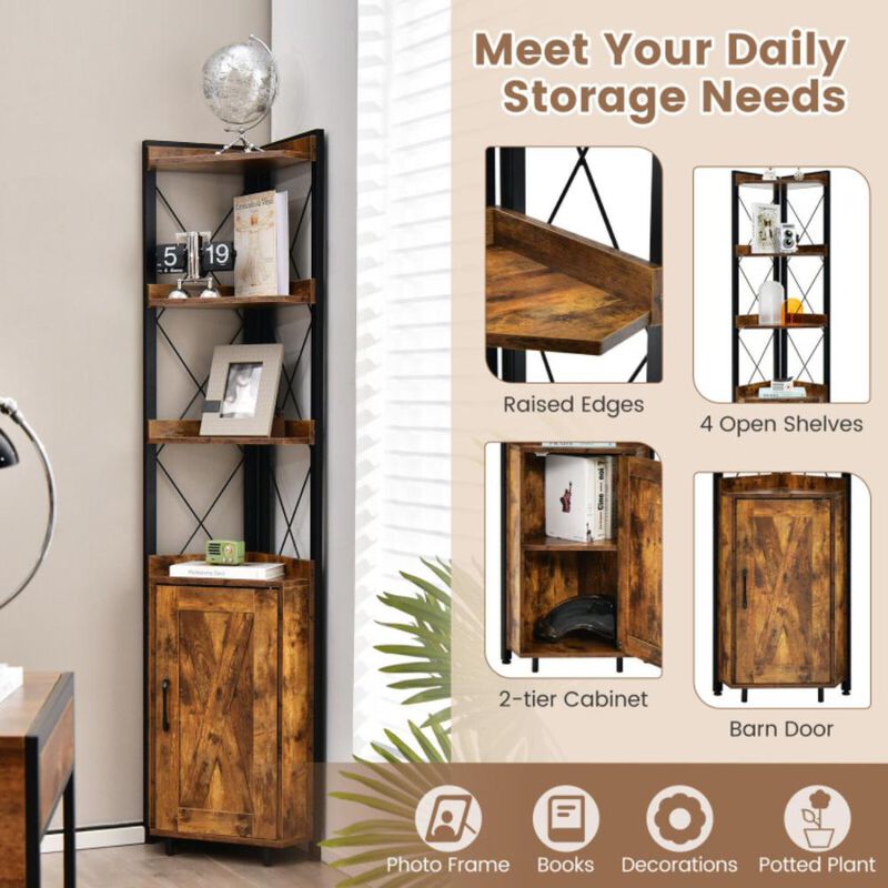 Hivvago Tall Corner Storage Cabinet with 3-Tier Shelf and Enclosed Cabinet - Space-Saving Solution for Any Room