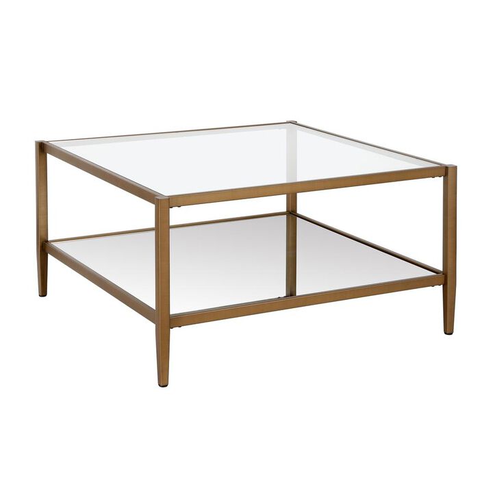 Hudson&Canal Hera 32'' Wide Square Coffee Table in Brass