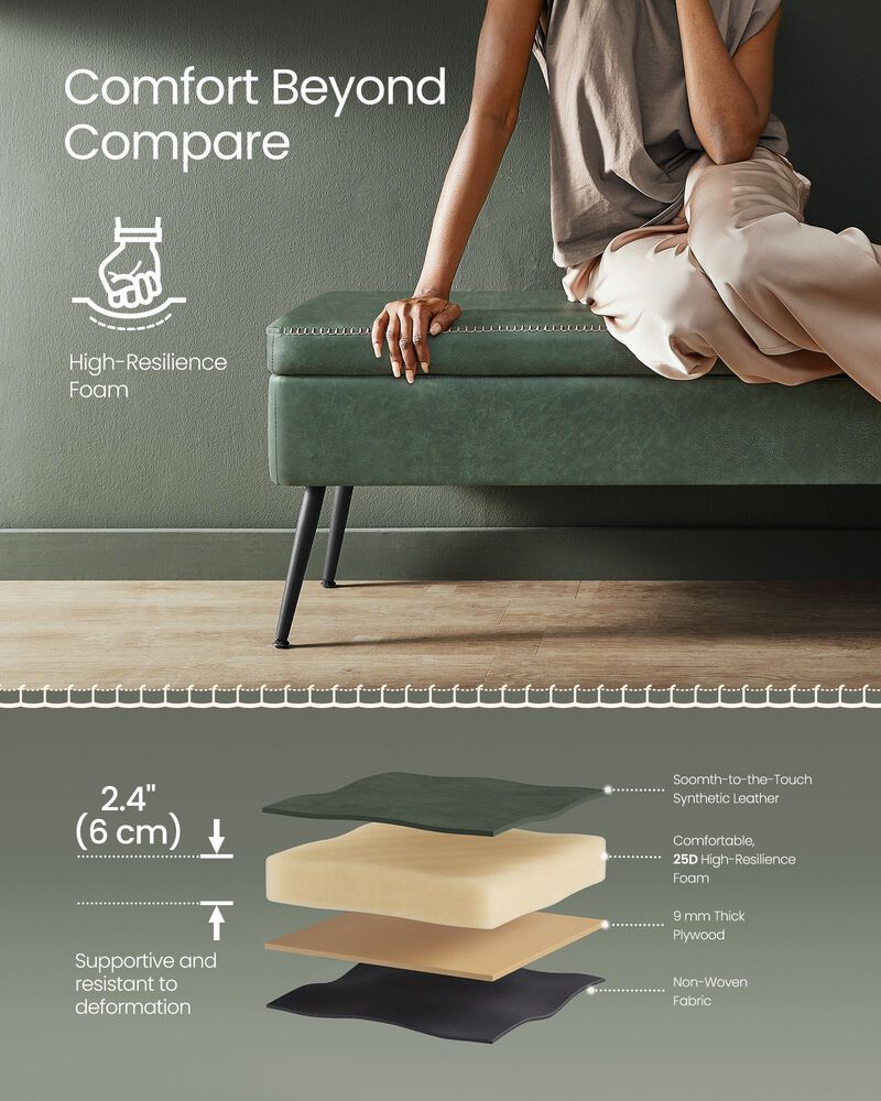 Storage Ottoman Bench with Steel Legs
