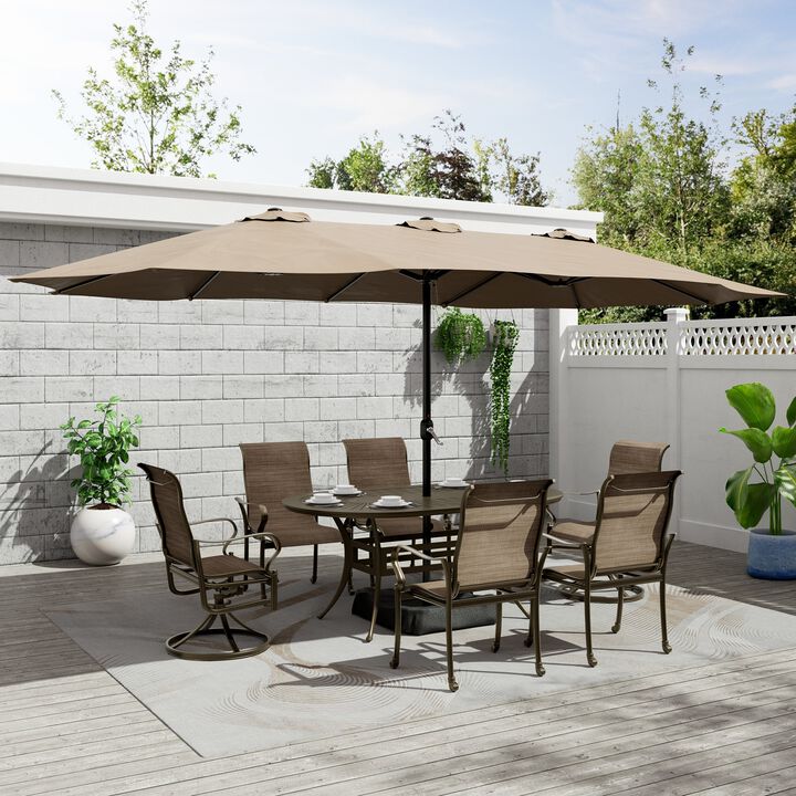 Mondawe 7 Pieces Cast Aluminum Outdoor Patio Dining Set with 2 Swivel Chair & 4 Armchairs & 1 Oval Table