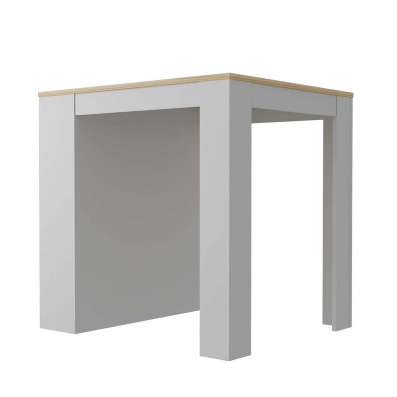 Monroe 2 Piece Kitchen Set, Milos Kitchen Island Table + Barbados Pantry Cabinet, White Light Oak
