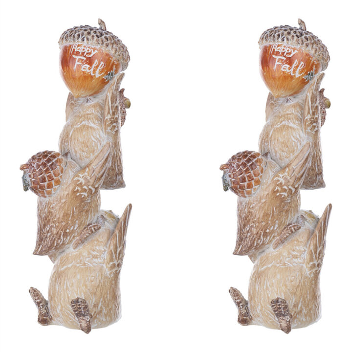 Fall Bird Stack Decorative Figurine for Autumn or Garden Decor (Set of 2)