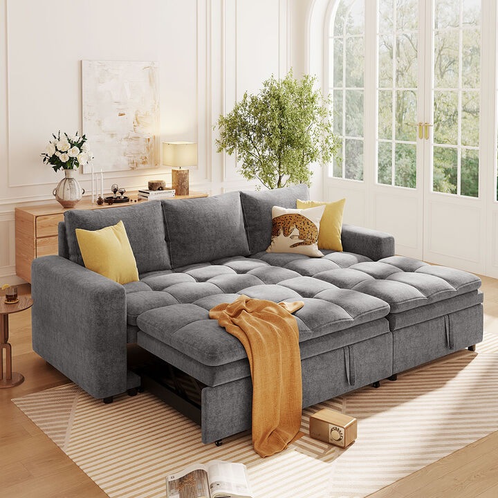 Merax Polyester Sectional Sofa Bed with Storage Space