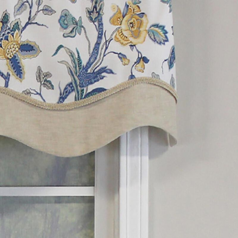 RLF Home Gianna Glory Valance Spa. 3" Rod Pocket, Layered, Trimmed. 50"W X 16"L