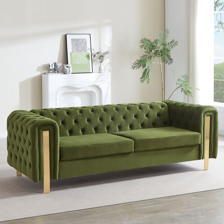 Merax 3-seat Velvet Sofa with Tufted Back and Arm
