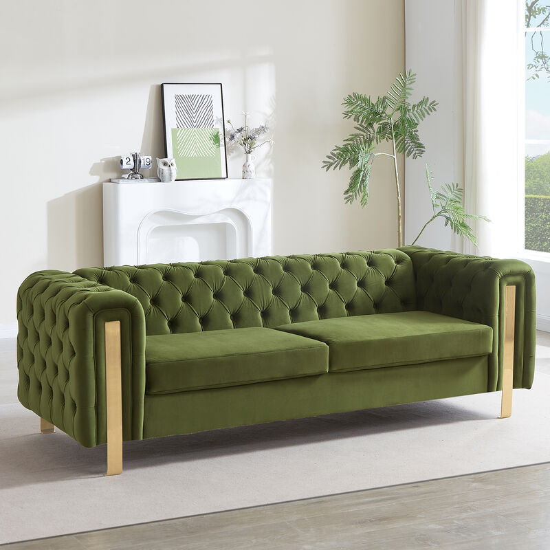 Merax 3-seat Velvet Sofa with Tufted Back and Arm