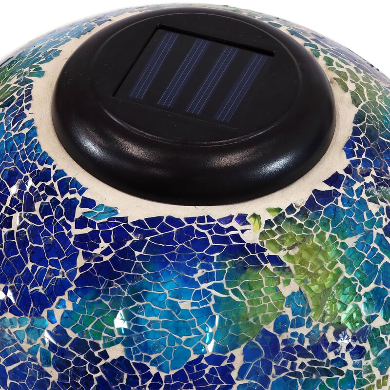 Sunnydaze Azul Terra Crackled Glass Solar Gazing Globe - 10 in