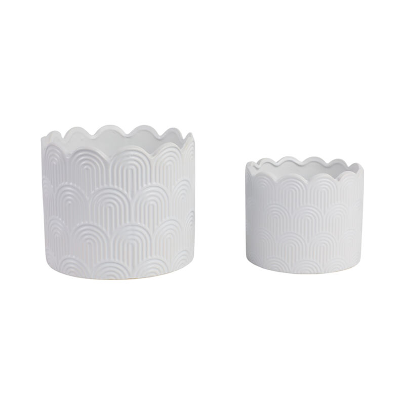 White Stone Arch Planters Set