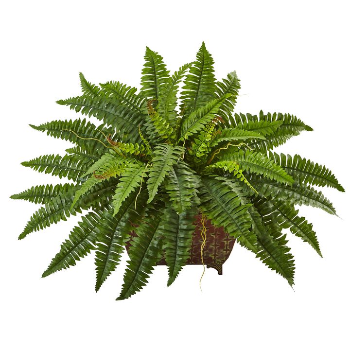 Hivvago Boston Fern in Metallic Planter