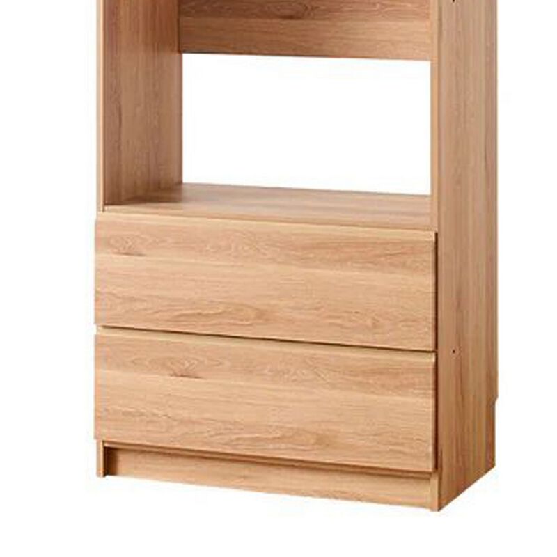 Dee Modular Closet System, 1 Metal Hanging Rod and 2 Drawer, Oak Brown