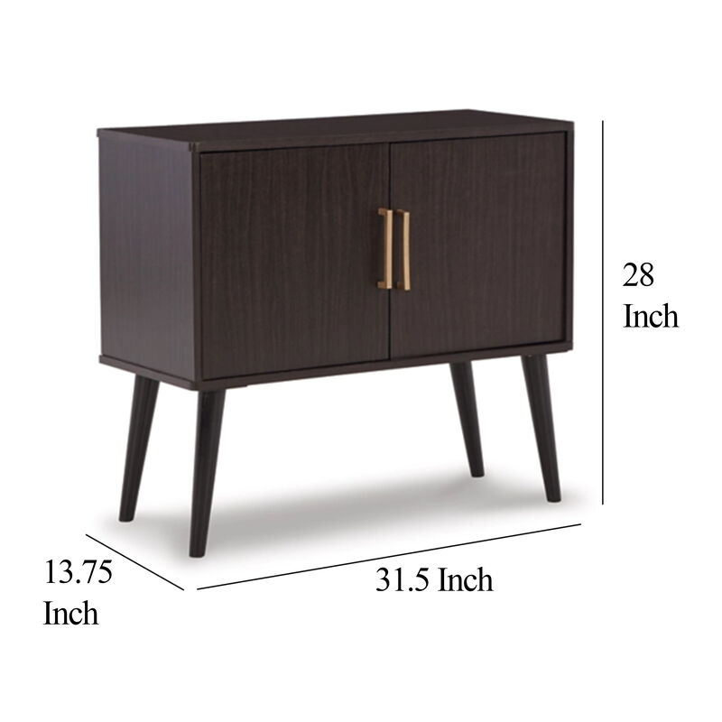 Kior Accent Cabinet, 2 Doors w Adjustable Shelf, Dark Brown 32 Inch - Benzara