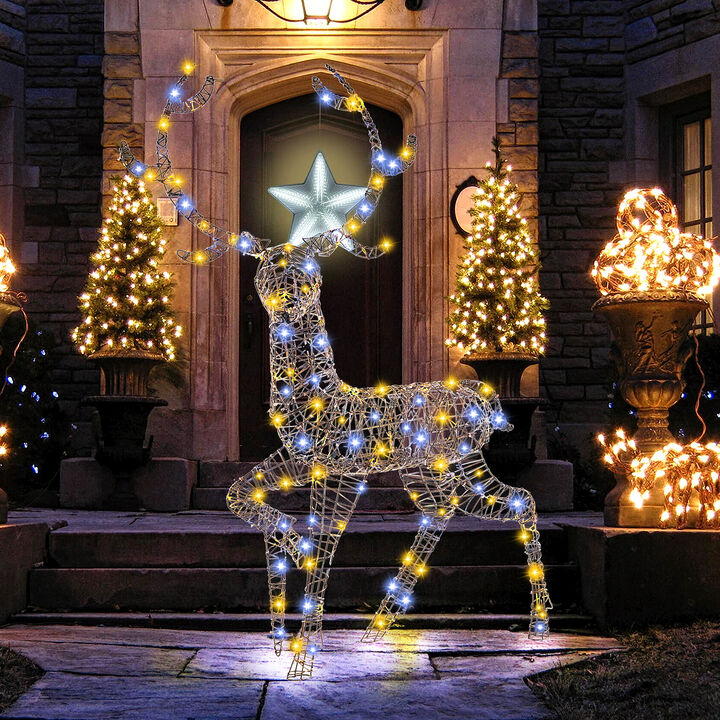 Pre-Lit Christmas Reindeer with 170 Cold and Warm LED Lights