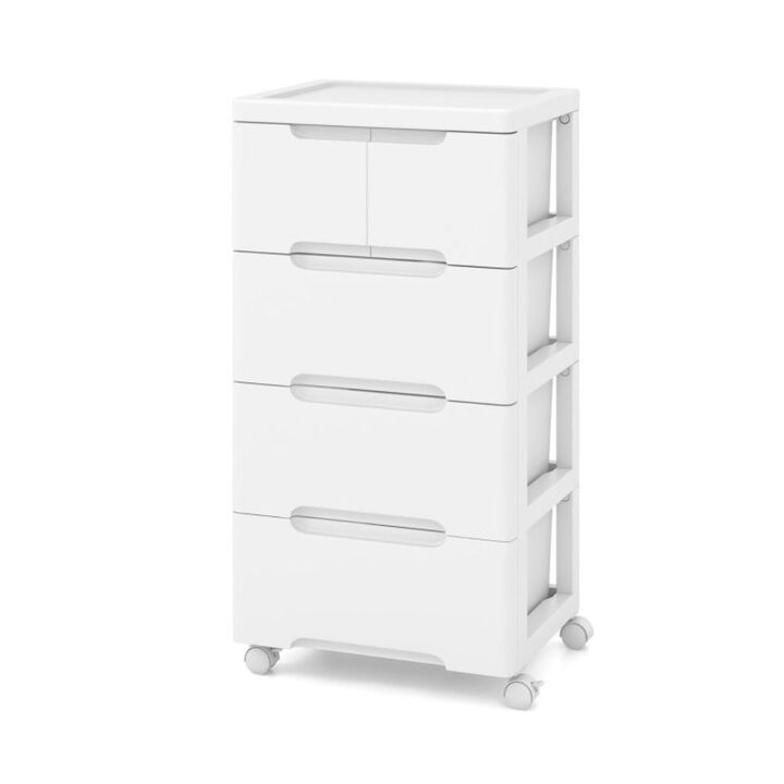 Hivvago Rolling Storage Cabinet with Universal Wheels and Drawers
