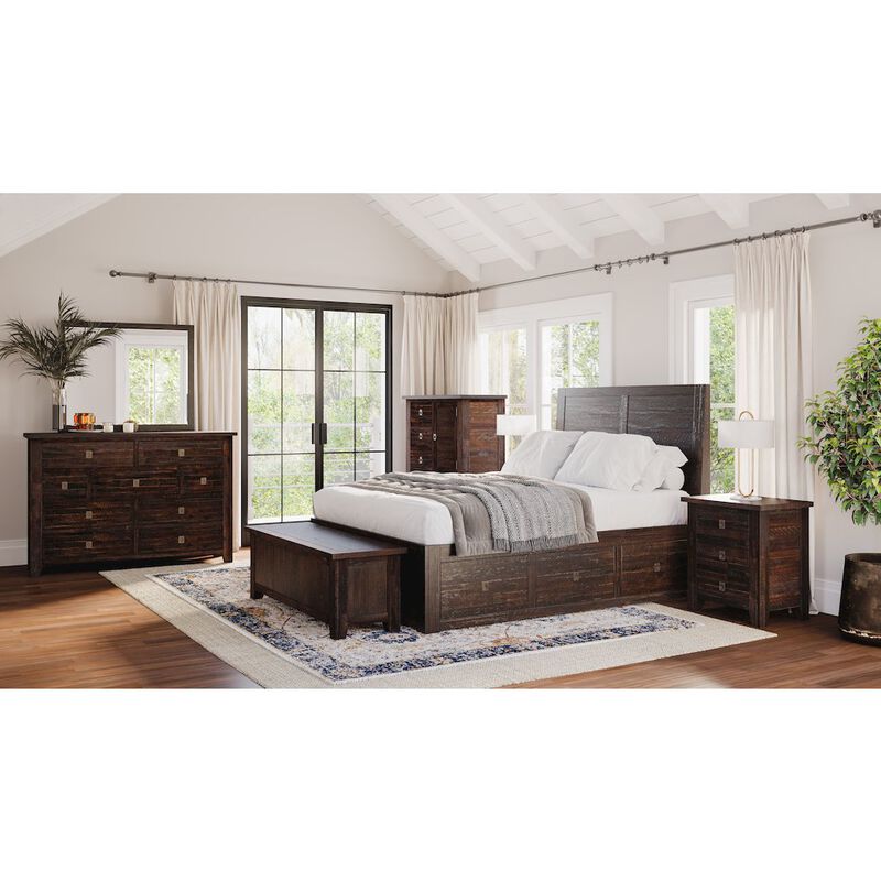Jofran Kona Grove Distressed Rustic Solid Acacia King Storage Bed