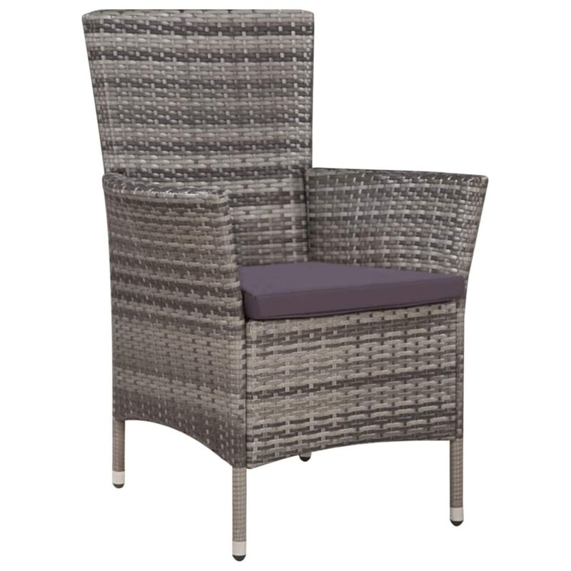 vidaXL 9 Piece Outdoor Dining Set with Cushions Poly Rattan Gray