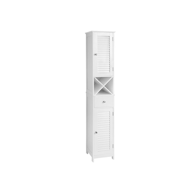 Bathroom Tall Cabinet with Shutter Doors – Freestanding Storage Solution