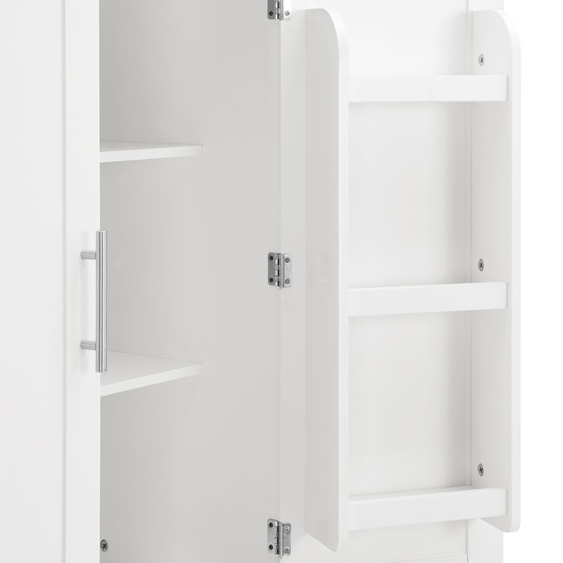 White Wood 15 in. Pantry Cabinet with Shelve and Storage