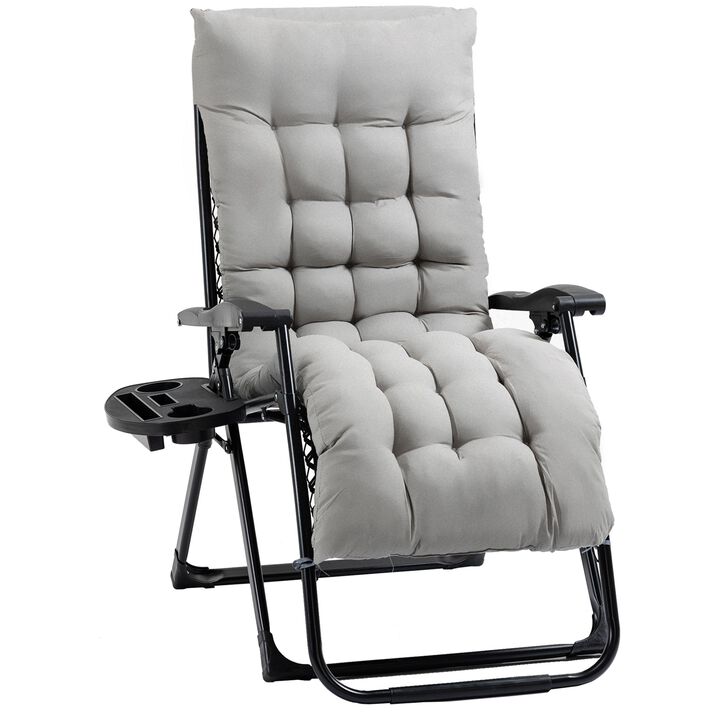 Outdoor Relaxer: Reclining Chair with Cup Holder and Cushion