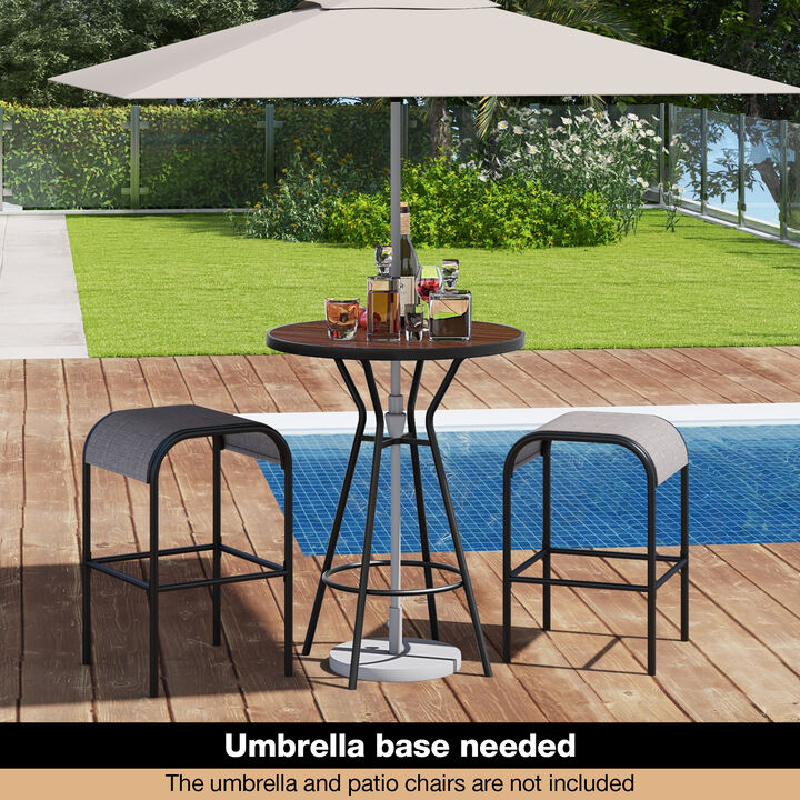Outdoor Bar Table with Wood-Like Tabletop for Backyard Garden