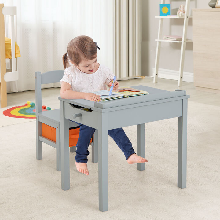 Kids Table and Chair Set with Storage Space for Play and Organization