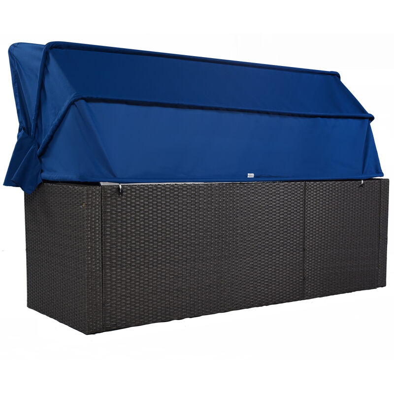 Rectangle Daybed with Retractable Canopy & Washable Cushions