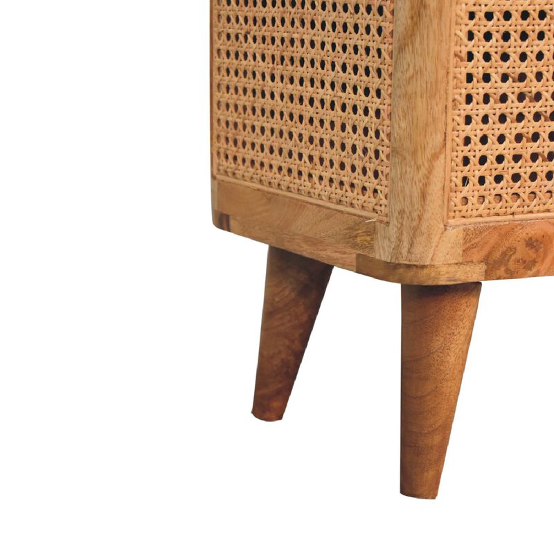 Larissa Lid-up Storage  Solid Wood Rattan Oak-ish Stool