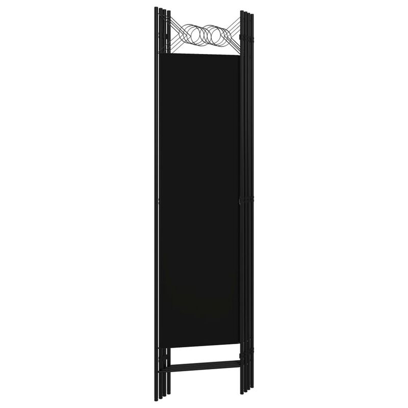 Dina 4 Panel Room Divider Screen, Black Fabric, Iron Frame, 63 Inch - Benzara