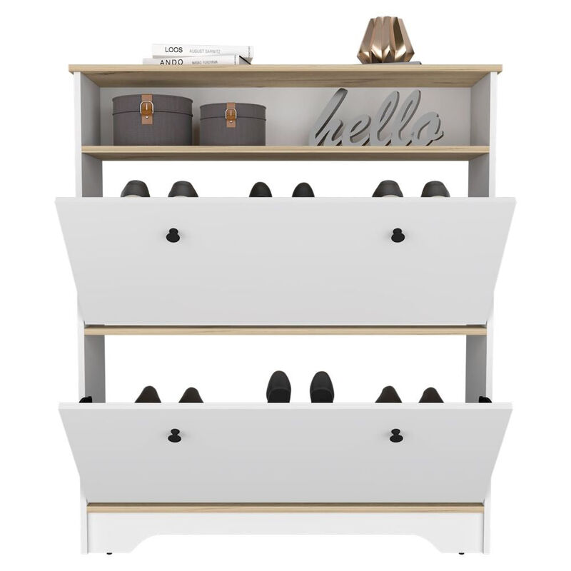 Shoe Rack Dublin, Bedroom, Light Oak / White