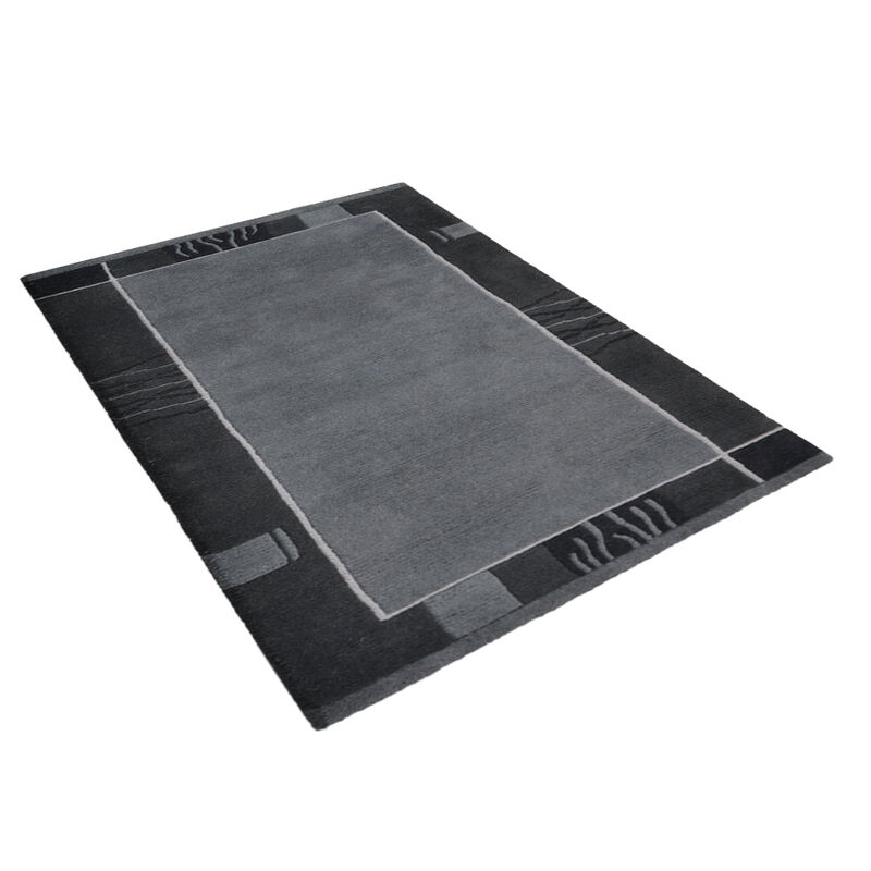 Rugsotic Carpets Hand Knotted Tibbati Wool 5'7''x7'10'' Area Rug Contemporary Gray Black T00206