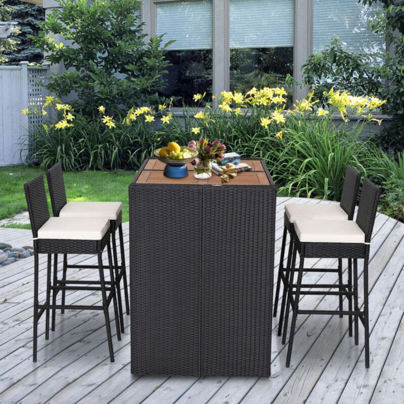 Hivvago 5 Pieces Patio Acacia Wood Dining Set