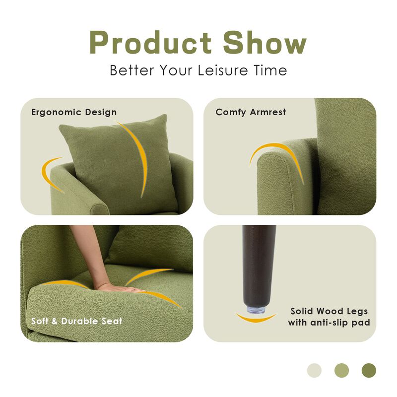 Mondawe Barrel Chair, Fabric Armchair Club Chair, Upholstered Accent Chair with Waist Pillow