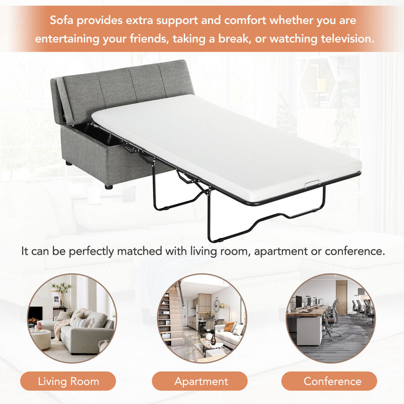 Merax Folding Ottoman Sleeper Sofa Futon with Mattress