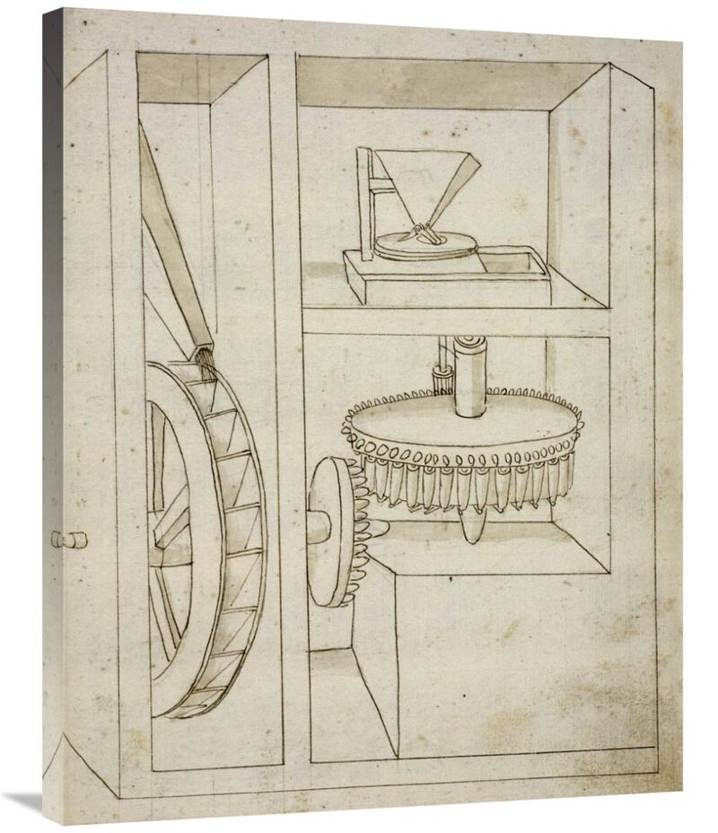 Folio 40: mill with overshot water wheel-Canvas Art-28x35