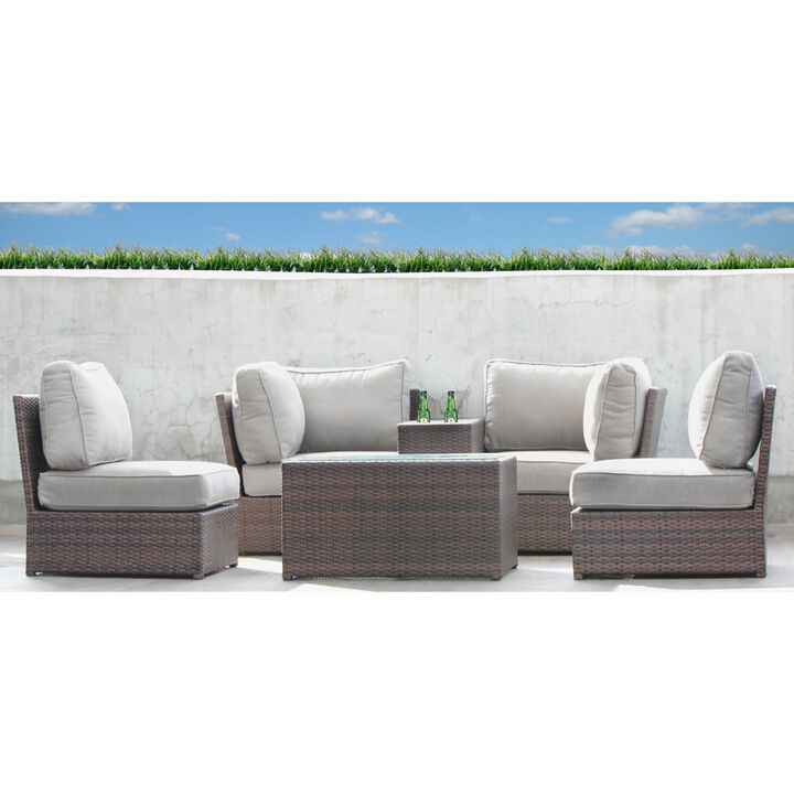 Living Source International Rattan Wicker Fully Assembled 4 - Person Seating Group with Cushions