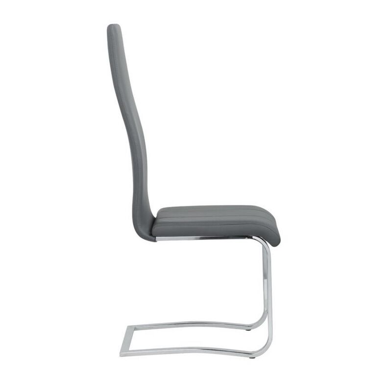 Leatherette Dining Chair with Breuer Style, Set of 4, Gray-Benzara