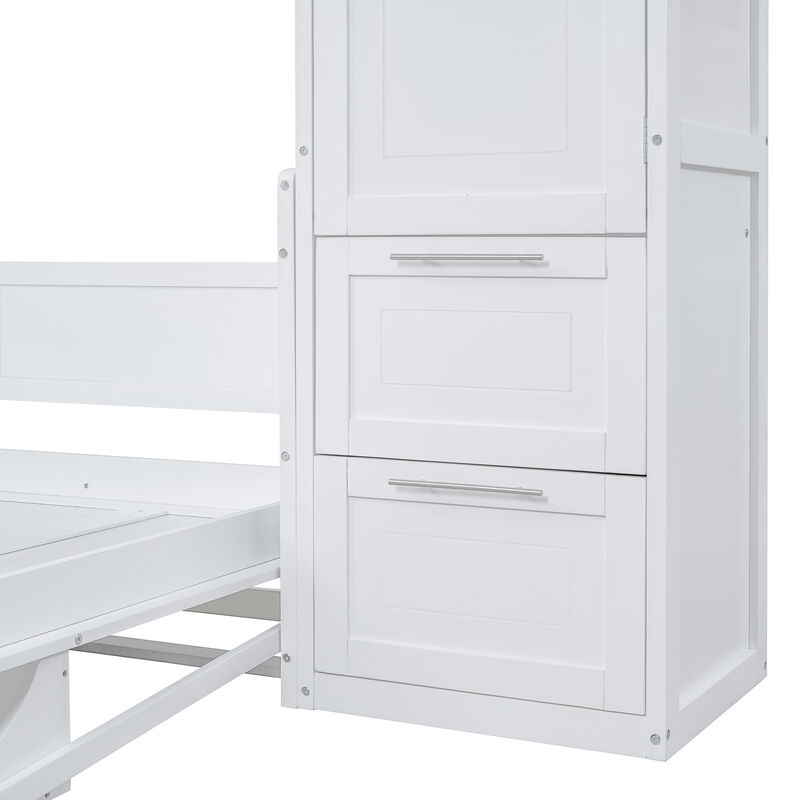 Merax Murphy Bed Wall Bed with Closet and Drawers